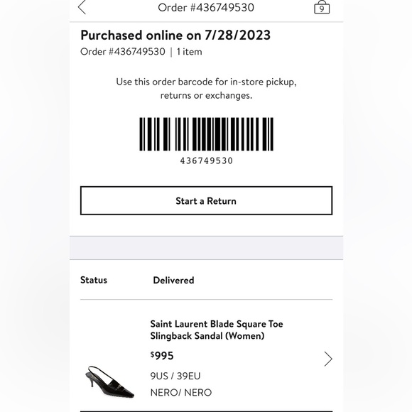 Saint Laurent Blade square toe sling back heels in patent black - Picture 8 of 8